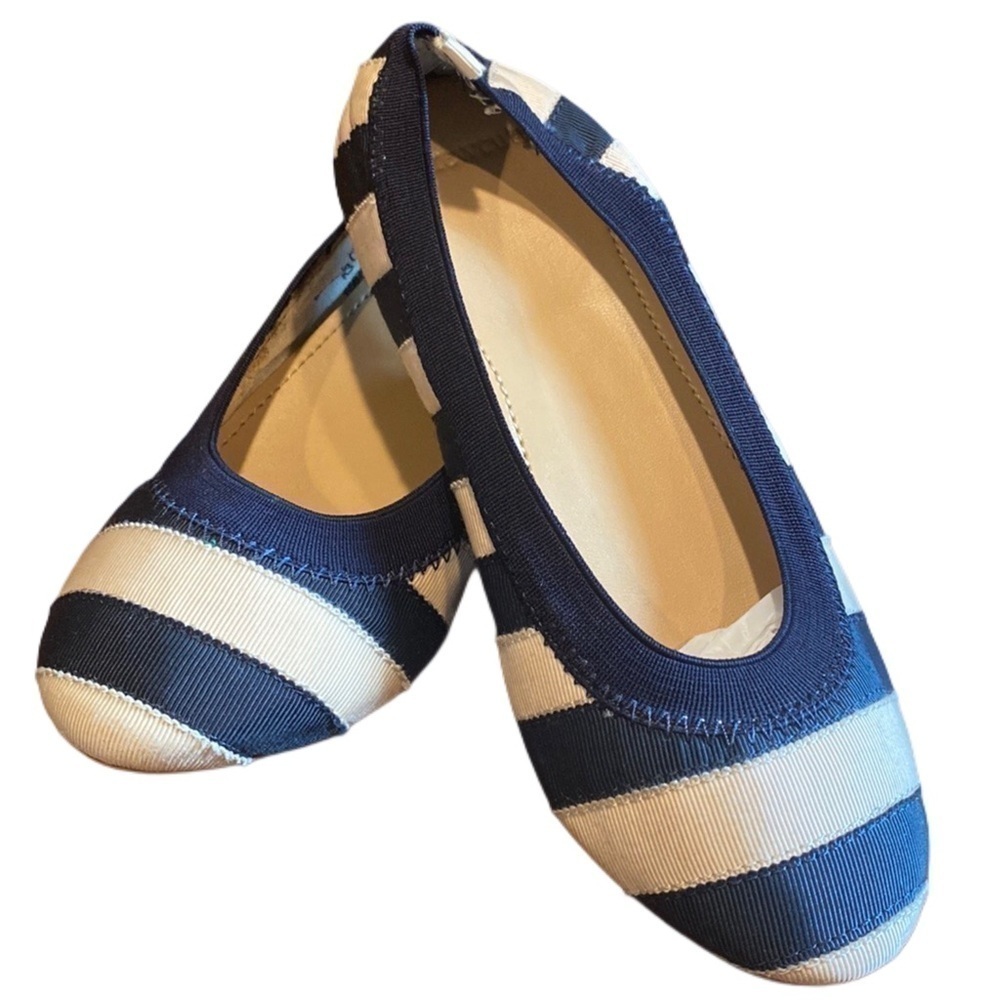 JCrew "crew cuts" navy blue/cream stripe ballet flats 65875 Size 3